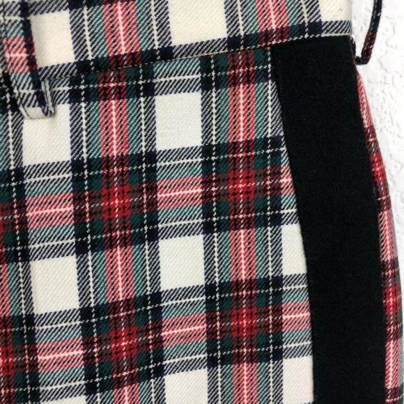 Hache Plaid Wide Leg Wool Pants Tuxedo Stripe Trou - Picture 4 of 10